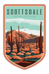 Scottsdale, Arizona - Desert Scene with Cactus - Contour