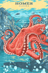 Homer, Alaska - Vintage Print Press - Octopus