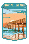 Topsail Island, North Carolina - Painterly - Pier - Contour