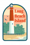 Long Beach Island, New Jersey - Barnegat Lighthouse Scene - Old Barney - Contour