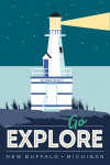 New Buffalo, Michigan - Simply Outdoors - Go Explore - Lighthouse (Blue)