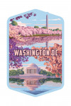 Washington, DC - Painterly - Cherry Blossoms - Washington Monument & Jefferson Memorial - Contour
