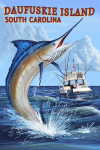 Daufuskie Island, South Carolina - Painterly - Marlin Fishing Scene