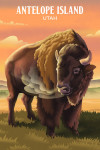 Antelope Island, Utah - Lithograph Wildlife Series - Bison