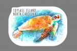 Topsail Island, North Carolina - Watercolor - Sea Turtle - Contour