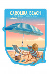 Carolina Beach, North Carolina - Lithograph - Beach Chair & Umbrella - Contour