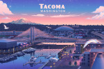 Tacoma, Washington - Lithograph - Skyline