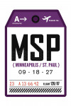 Minneapolis, Minnesota - MSP - Luggage Tag - Contour