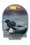 Haliburton, Canada - Loons at Sunset - Contour