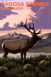 Pagosa Springs, Colorado - Painterly - Elk & Sunset