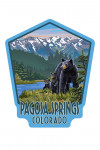 Pagosa Springs, Colorado - Painterly - Black Bear with Cubs - Summer Scene - Contour