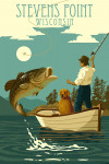 Stevens Point, Wisconsin - Fisherman & Dog