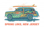 Spring Lake, New Jersey - Woody sans Palm Tree - White
