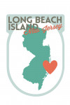 Long Beach Island, New Jersey - State Outline & Heart - Contour
