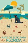 Fort De Soto Park, Florida - Geometric - Dog and Umbrella