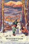 Woodstock, Vermont - Merry & Bright - Vintage Snowman
