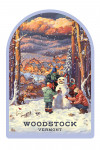 Woodstock, Vermont - Merry & Bright - Vintage Snowman - Contour