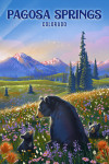 Pagosa Springs, Colorado - Lithograph - Bear Family in Field with Mountains