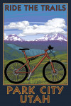 Park City, Utah - Painterly - Mountain Bike Scene