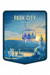 Park City, Utah - Lithograph - Mountain - Chairlift - Contour