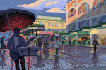 Seattle, Washington - Painterly - Public Market