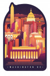 Washington DC - Neon Skyline - Lantern Press Artwork - Contour