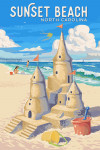 Sunset Beach, North Carolina - Painterly - Soak Up Summer - Sand Castle