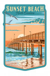 Sunset Beach, North Carolina - Painterly - Pier - Contour