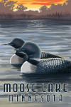 Moose Lake, Minnesota -  Loon on Lake
