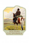 Solvang, California - Painterly - Cowboy & Horse - Facing Horizon - Contour
