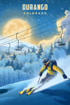 Durango, Colorado - Lithograph - Night Ski
