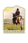 Colorado - Cowboy (View from Back) - Lantern Press Artwork - Contour