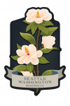 Seattle, Washington - Vintage Flora Noir - Magnolia - Contour