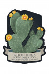 White Rock, New Mexico - Vintage Flora Noir - Prickly Pear Cacus - Yellow - Contour