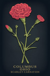 Columbus, Ohio - Vintage Flora Noir - Scarlet Carnation