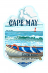 Cape May, New Jersey - Painterly - Lifeboat on Beach - Contour