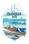 Ogunquit, Maine - Painterly - Dory & Lobster Traps - Contour