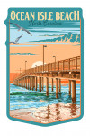 Ocean Isle Beach, North Carolina - Painterly - Pier - Contour