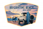 Brigantine Beach, New Jersey - Lithograph - Wake Up! Surf's Up! - Surfers on Beach - Contour