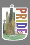 Seattle, Washington - Vintage Watercolor Skyline - Gay Pride - Contour