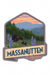 Massanutten, Virginia - Painterly - Black Bear & Cubs - Spring Flowers - Contour