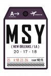 New Orleans, Louisiana - Luggage Tag - MSY - Contour