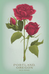 Portland, Oregon - Vintage Flora - Red Rose