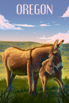 Oregon - Lithograph - Burros