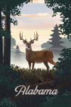 Alabama - Painterly - Deer & Sunrise