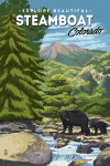 Steamboat Springs, Colorado - Painterly - Bear and Family Creek