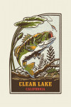 Clear Lake, California - Vintage Linework - Bass Fishing