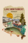 Lake Montgomery, Georgia - Retro Collage - Bass Fishing