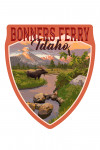 Bonners Ferry, Idaho - Painterly - Moose & Mountain at Sunset - Contour