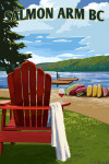 Salmon Arm, British Columbia - Painterly - Lake & Adirondack Chair